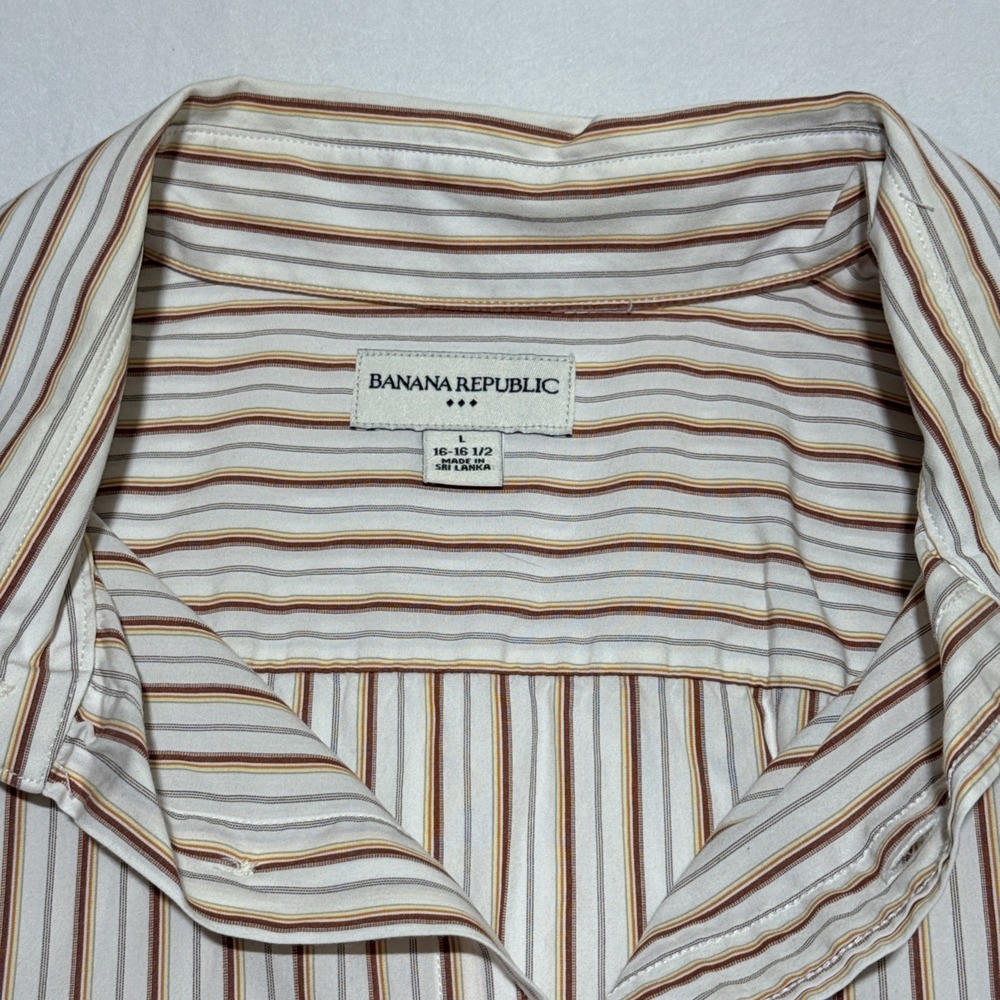 Banana Republic Shirt Men's L Striped Button Down Dress Casual Long Sleeve - Picture 3 of 7